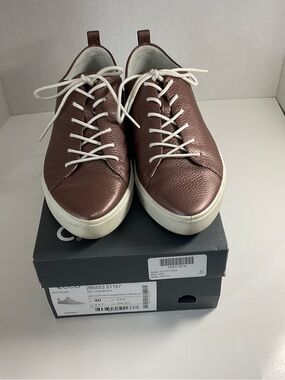 ECCO GILLIAN Sneakers Pebbled Metallic Bronze Leather Women’s Shoes Size 9 EU40